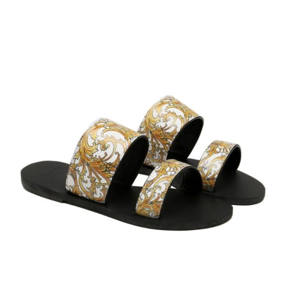 Versace Western Baroque Patterned Flat Sandals VSC014 - Image 10