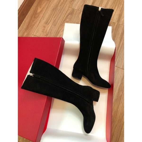 Valentino Boots Black Suede Knee High VL001 - Image 2