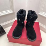 Valentino Boots Roman Stud Black Wool VL002 - Image 4