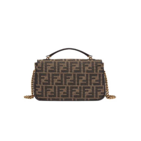 Bag Fendi Baguette Chain Midi In Tessuto Jacquard FF Marrone FE010 - Image 4