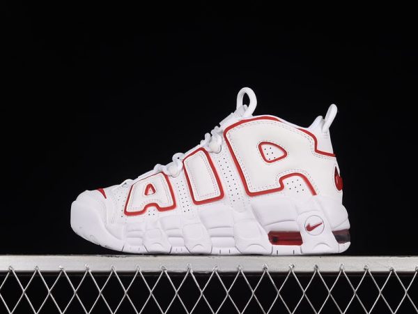 Nike Air More Uptempo White Varsity Red Outline - Image 3