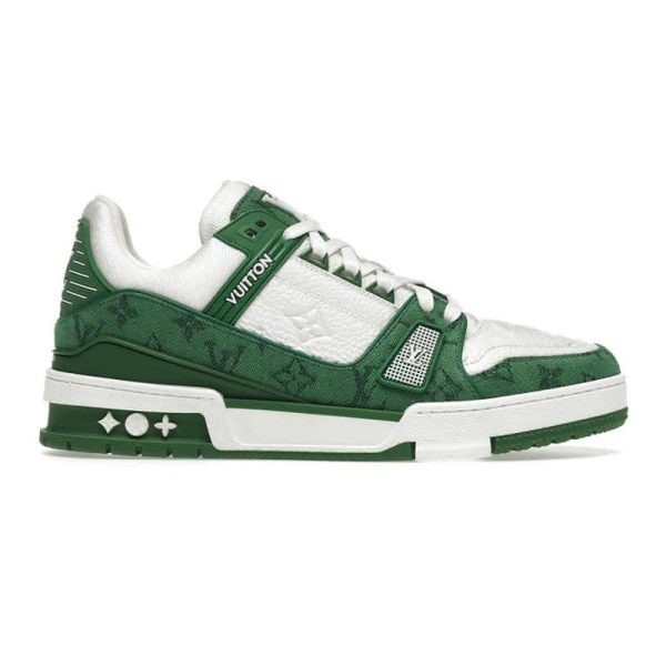 d69155_10995-1.jpg Louis Vuitton Trainer Green Monogram Denim White - Image 1