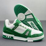 Louis Vuitton Trainer Green Monogram Denim White - Image 2