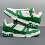 Louis Vuitton Trainer Green Monogram Denim White - Image 3