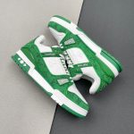 Louis Vuitton Trainer Green Monogram Denim White - Image 4
