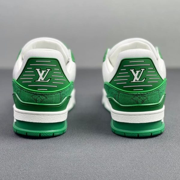 Louis Vuitton Trainer Green Monogram Denim White - Image 9