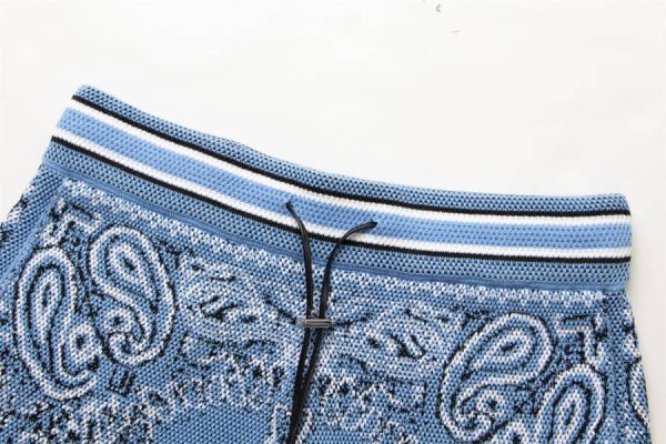 Amiri Bandana Crochet Basketball Shorts Blue - Image 5