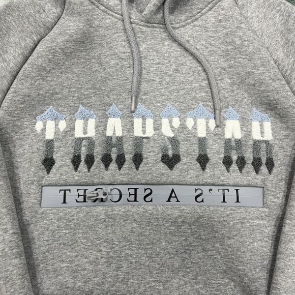 Set Trapstar Chenille Decoded 2.0 Hoodie Grey/Ice Blue - Image 7