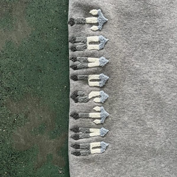 Set Trapstar Chenille Decoded 2.0 Hoodie Grey/Ice Blue - Image 8