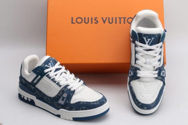 Louis Vuitton LV Trainer Monogram Denim White Blue - Image 2
