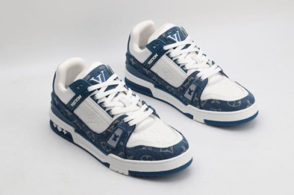 Louis Vuitton LV Trainer Monogram Denim White Blue - Image 3