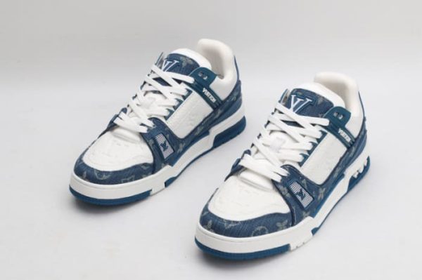 Louis Vuitton LV Trainer Monogram Denim White Blue - Image 4