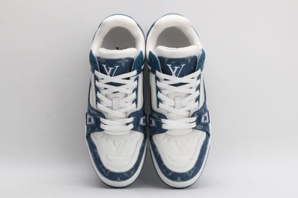 Louis Vuitton LV Trainer Monogram Denim White Blue - Image 6