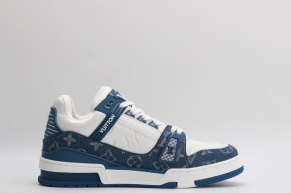 Louis Vuitton LV Trainer Monogram Denim White Blue - Image 9