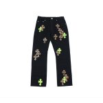 Jeans Chrome Hearts Green & Leopard Cross