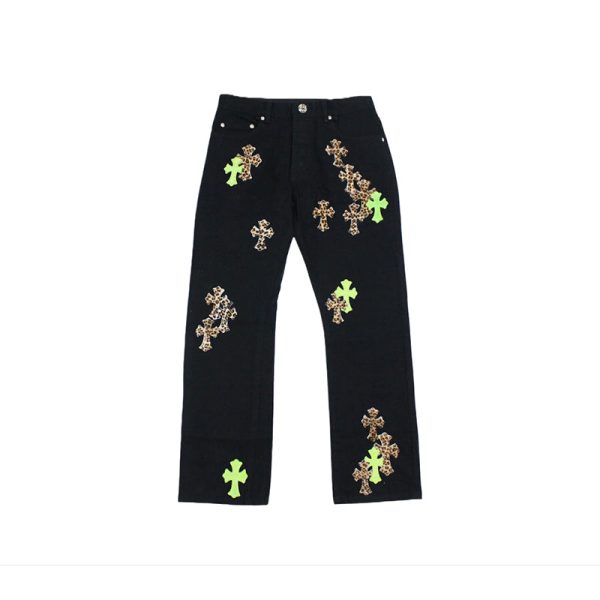 d69403_9479-1.jpg Jeans Chrome Hearts Green & Leopard Cross - Image 1