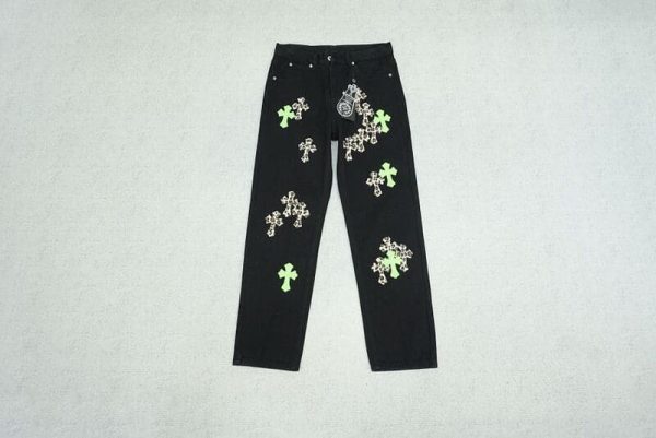 Jeans Chrome Hearts Green & Leopard Cross - Image 2