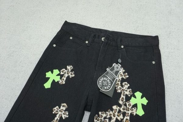 Jeans Chrome Hearts Green & Leopard Cross - Image 4