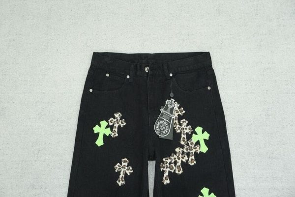 Jeans Chrome Hearts Green & Leopard Cross - Image 11