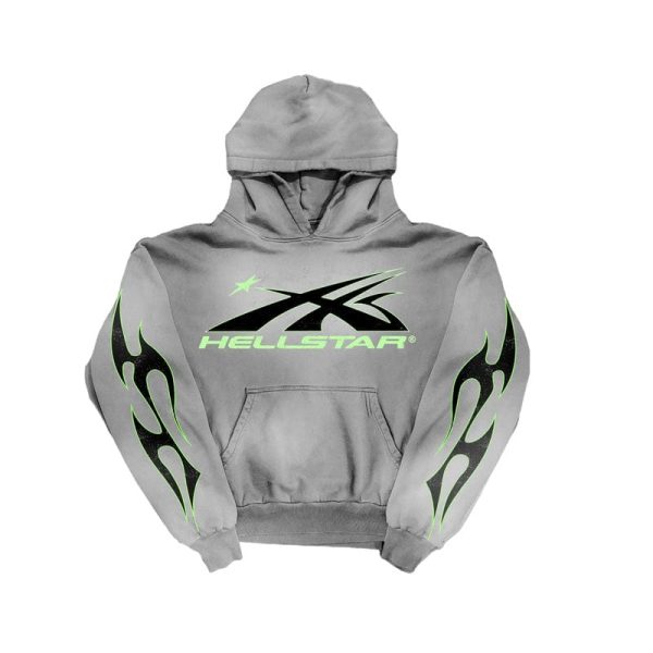 d74823_6516-1.jpg Hoodie Hellstar Logo Flame Grey/Green - Image 1