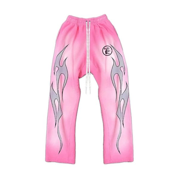 d74854_5318-1.jpg Hellstar Flame Sweatpants Pink/Silver - Image 1