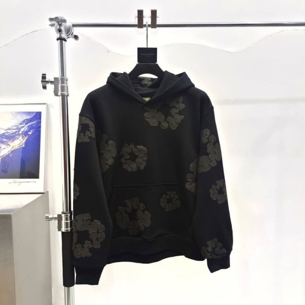 Hoodie Denim Tears Cotton Wreath Black Monochrome - Image 2