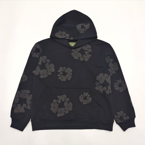 Hoodie Denim Tears Cotton Wreath Black Monochrome - Image 3