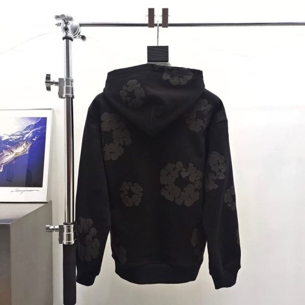Hoodie Denim Tears Cotton Wreath Black Monochrome - Image 4