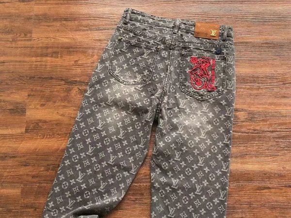 Louis Vuitton Distressed Baggy Monogram Jeans - Image 5