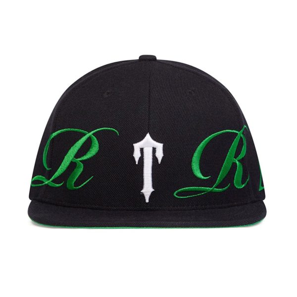d76935_25243-1.jpg Trapstar Script Fitted Cap Black/Green - Image 1