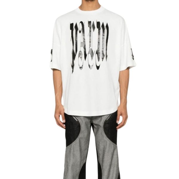 T-shirt Palm Angels Oversized with White Logo Print - Image 3