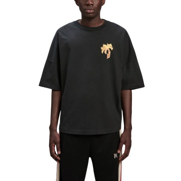 T-shirt Palm Angels With Burning Palm Print Black - Image 4