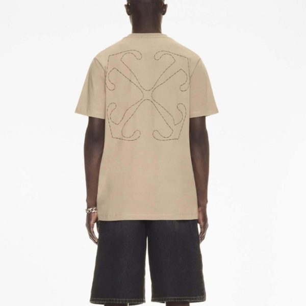 T-shirt Off-White Embroidered Logo Print Brown - Image 2