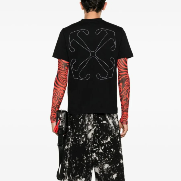 T-shirt Off-White Embroidered Logo Print Black - Image 3