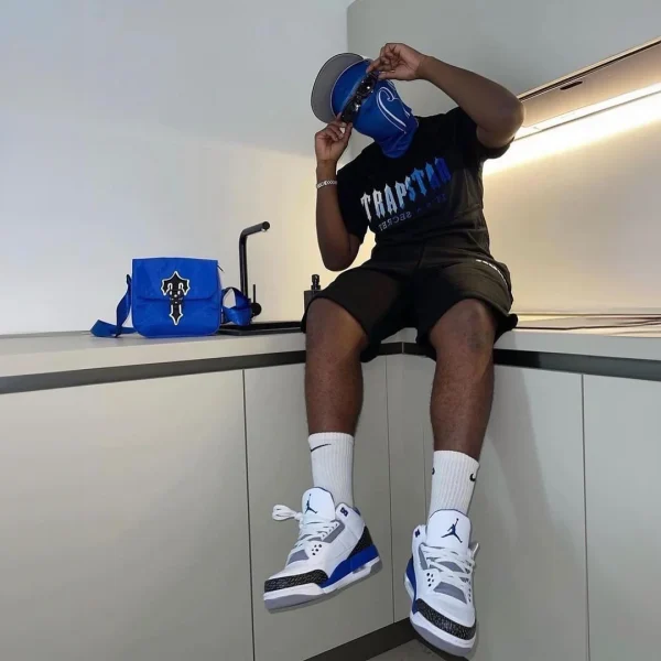 Shorts Trapstar Chenille Black/Blue - Image 2