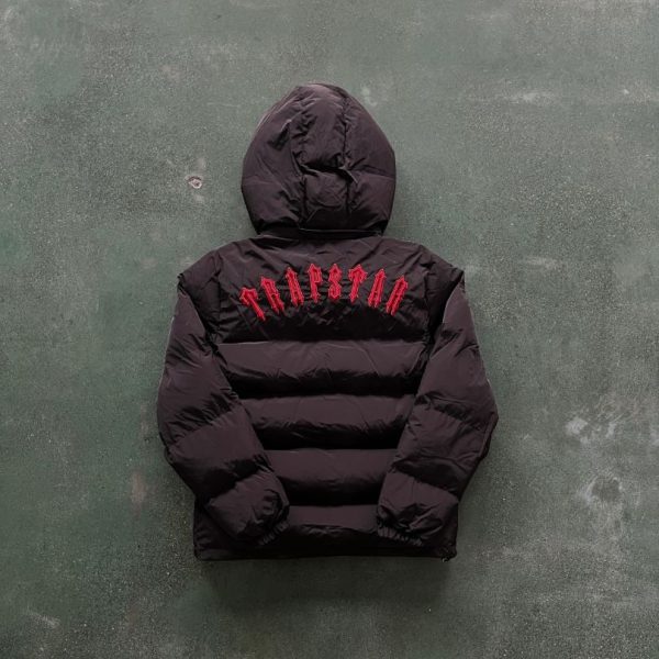 Jacket Puffer Trapstar Irongate Hooded Black/Red - Image 6