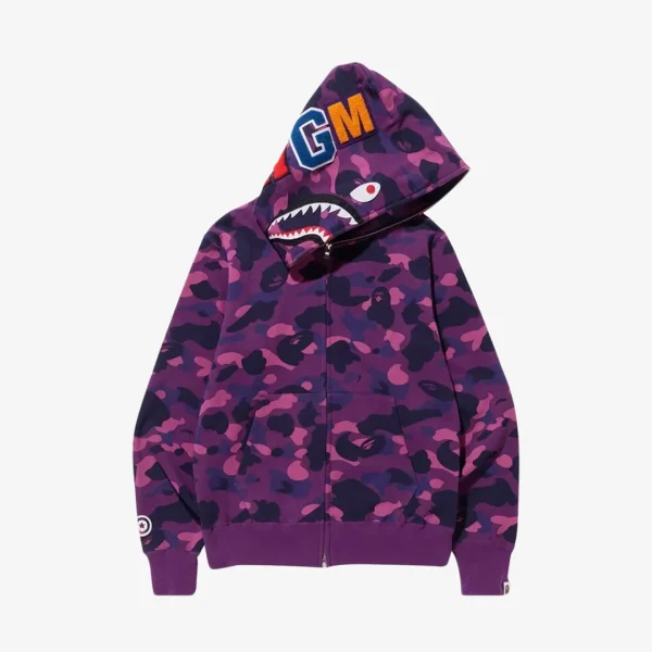 d98986_7298-1.webp Jacket BAPE Camo Shark Hoodie Purple - Image 1
