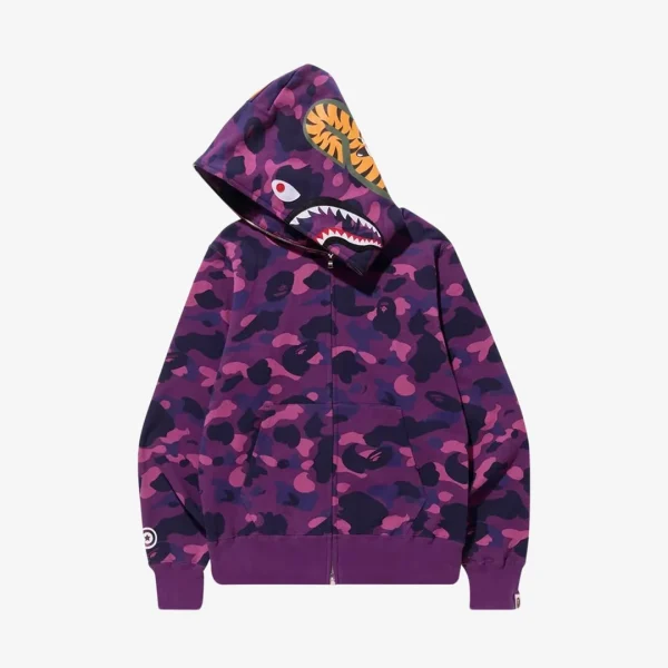 Jacket BAPE Camo Shark Hoodie Purple - Image 2