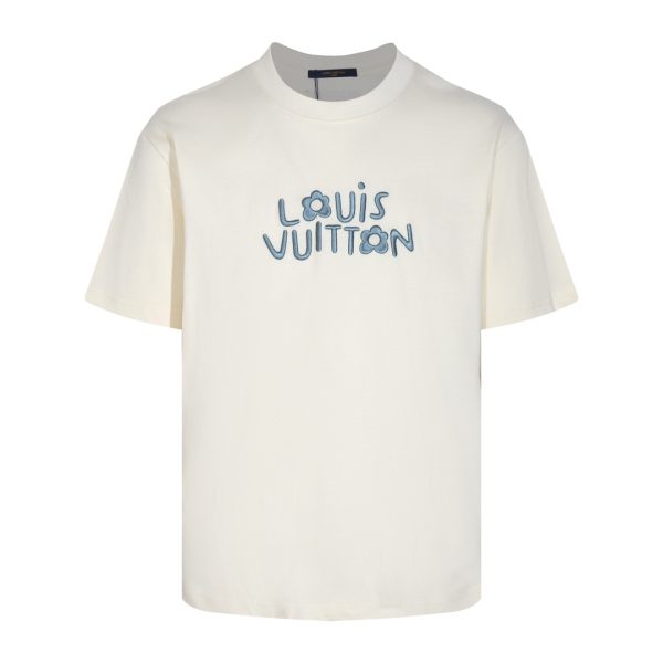 d99106_10689-1.jpg Louis Vuitton LV White T-shirt Blue Floral Logo - Image 1