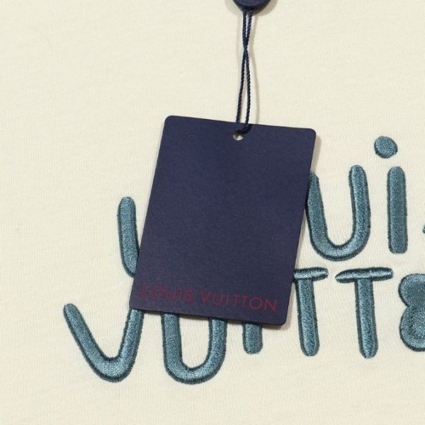 Louis Vuitton LV White T-shirt Blue Floral Logo - Image 3