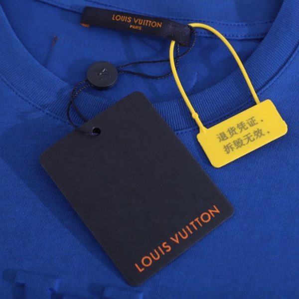 T-shirt Louis Vuitton LV Blue Embroidered Logo - Image 4