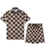 Set Louis Vuitton LV Checkered Print Shorts