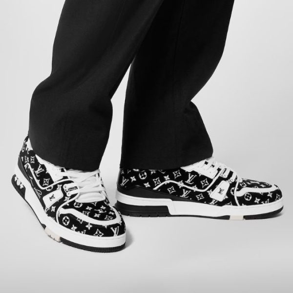 Louis Vuitton Trainer Monogram Black & White Sneakers - Image 9