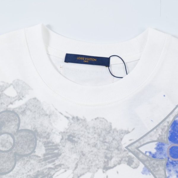 T-shirt Louis Vuitton White Blue Print - Image 3