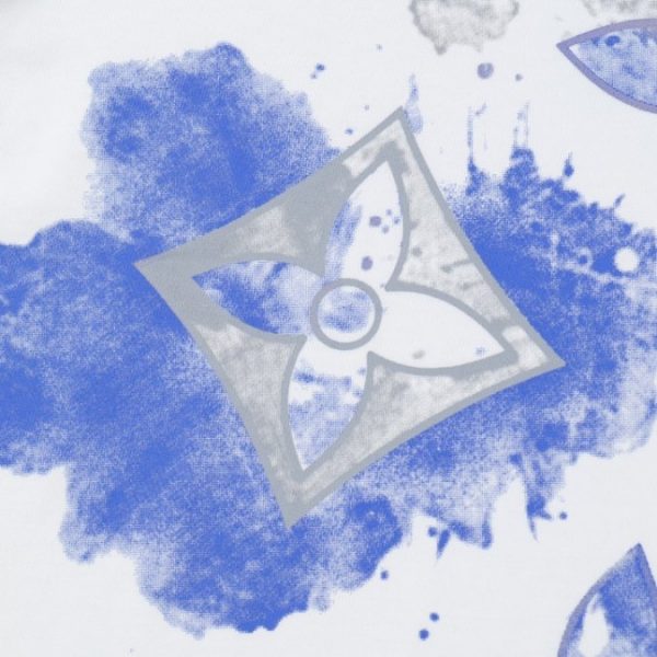T-shirt Louis Vuitton White Blue Print - Image 4
